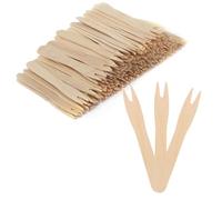 Lot de 300 fourchettes à frites en bois - Couverts en bois - Couverts de fête - Pour fête, anniversaire, camping et pique-nique