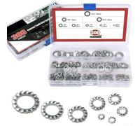 Lot de 300 rondelles de verrouillage dentaires externes en acier inoxydable 304 avec étoile dentelée Assortiment M2.5-M10 de fixations anti-desserrage pour réparation de machines automobiles