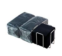 Lot de 300 serviettes cocktail en papier noir + porte-serviettes de table en acier inoxydable - Texture micro-point - Plus épaisses et absorbantes - 10 x 10 cm pliées - Hostelnovo