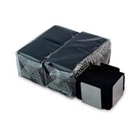 Lot de 300 serviettes cocktail en papier noir + porte-serviettes de table en acier inoxydable - Texture micro-point - Plus épaisses et absorbantes - 10 x 10 cm pliées - Hostelnovo