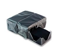 Lot de 300 serviettes cocktail en papier noir + porte-serviettes de table en méthacrylate transparent - Texture micro-point - Plus épaisses et absorbantes - 10 x 10 cm pliées - Hostelnovo