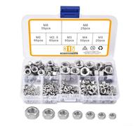 Lot de 315 écrous hexagonaux autobloquants en acier inoxydable 304 en 7 tailles de 2 mm à 8 mm pour réparations mécaniques et tâches d'amélioration de la maison