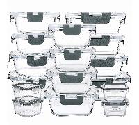 [Lot de 32] Boîtes de conservation en verre avec couvercles, idéales pour la préparation des repas. Ces boîtes hermétiques à fermeture facile conviennent au micro-ondes, au four, au congélateur et au 
