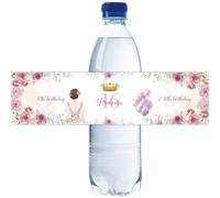 Lot de 32 étiquettes roses « Happy 16th Birthday » pour bouteilles d'eau, emballages de bouteilles pour filles, autocollants floraux pour 16 ans, décoration de fête « Cheers to 16 ans »