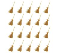 Lot de 32 mini balais en paille artificielle avec cordes rouges pour Halloween, costume, cosplay, fête