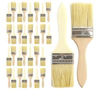 Lot de 32 pinceaux à lasure 45 mm, pinceaux plats avec manche en bois, pinceaux plats, pinceaux à peinture, pinceaux plats pour clôture, décoration, peinture