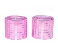 Lot de 3200 carreaux de mosaïque en verre autocollants - 5 x 5 mm - Rose - Carreaux de miroir carrés - Carreaux de boule disco pour loisirs créatifs - 2 rouleaux de carreaux de miroir disco pour