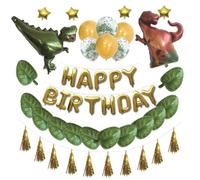 Lot de 33 Ballons - PARTY TIME - Dinosaure - Aluminium et Baudruche