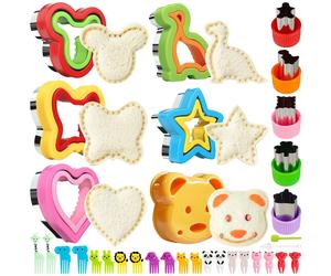 Lot de 33 emporte-pièces pour sandwichs pour enfants, emporte-pièces et pince à sandwichs (grand format), emporte-pièces à pain, pince à sandwichs avec emporte-pièces pour légumes et fruits pour les b