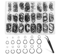 Lot de 330 anneaux de blocage en acier au carbone - Clips en C universels internes et externes avec pince à épiler pour axes, arbres