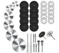 Lot de 34 mini-disques abrasifs : disques diamantés, lames en acier rapide (HSS), disques en résine, avec mandrin de 3 mm