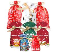 Lot de 34 sacs cadeaux de différentes tailles, sacs à cordon de Noël, sacs cadeaux de fête de Noël avec cordes, adaptés pour les fêtes