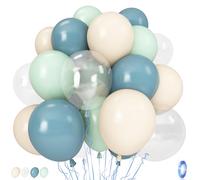 Lot de 35 ballons en latex bleu pastel vert beige 30,5 cm Ballons à l'hélium pour enfants, anniversaire, fête prénatale, fête nuptiale, mariage