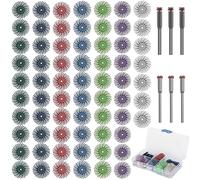 Lot de 35 mini disques à poils radiaux de 2,5 cm avec 3 manchons de tige de 2,35 mm/3 mm pour outils rotatifs de nettoyage de finition, ébavurage, grain mixte 80/120/220/400/600/1000/2000