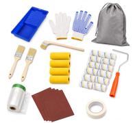 Lot de 35 rouleaux de peinture en microfibre et éponge, avec accessoires de peinture tels que pinceau, ruban de masquage et sac de transport, petit rouleau de peinture pour mur, porte, bricolage