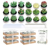 Lot de 36 bougies chauffe-plat en forme de cactus - Mini bougies succulentes en vrac pour cadeaux de fête, bougies parfumées faites à la main pour invités, mariage, fête prénatale, anniversaire, Noël