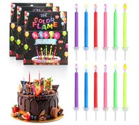 Lot de 36 bougies d'anniversaire avec flammes colorées, 3 x 12 pièces | Bougies d'anniversaire à flamme colorée pour gâteaux d'anniversaire, fêtes d'enfants et célébrations