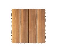 Lot de 36 dalles de terrasse en WPC - 30 x 30 cm - Aspect bois - Résistant aux intempéries - Pour balcon et terrasse - Carreaux DIY avec fonction de drainage - Marron