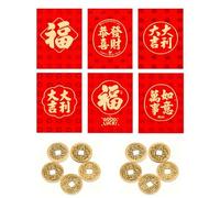 Lot de 36 Enveloppes Rouges Chinoises, 10 Pièces de Monnaie Feng Shui Chinoises Chance, Hong Bao Lucky Money Cash du Nouvel An Chinois 2026,Pour le Nouvel An lunaire, le Festival du Printemps