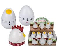 Lot de 36 réveils en plastique pour œufs et poules - Environ 8 x 7 cm, 3 couleurs assorties, 12 pièces dans l'écran.