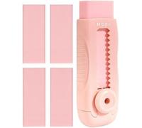 Lot de 4 + 1 gommes rétractables en caoutchouc rose coulissantes, douces et mignonnes avec manchon en plastique, 4 recharges pour l'école, les étudiants, les enfants, le bureau, la maison