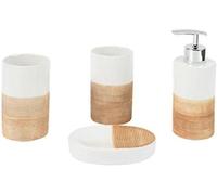 Lot de 4 accessoires de salle de bain - Porte-savon et ensemble de rangement en céramique