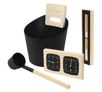 Lot de 4 accessoires pour sauna seau 6L louche thermo-tygromètre et sablier