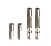 Lot de 4 adaptateurs à tige hexagonale de 6,35 mm à 4 mm pour perceuses électriques - Porte-embout magnétique 25 mm 50 mm outils en acier pour bricolage domestique