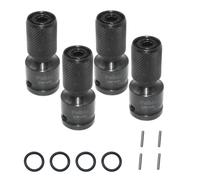 Lot de 4 adaptateurs de hocs 1/2 à 1/4, douille hexagonale en acier | Convertit un entraînement carré de 1,3 cm en hexagonal de 0,6 cm ; acier Cr-Mo, libération rapide