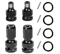 Lot de 4 adaptateurs de douille carrée de 1/2" vers douille hexagonale de 1/4" - Adaptateur de visseuse électrique à percussion - Porte-embout pour liquet à frapper (4)