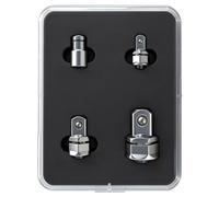 Lot de 4 adaptateurs de douilles 1/4", 3/8" et 1/2" | Verrou à bille | Adaptateurs à cliquet en alliage d'acier pour clés, perceuses et outils dynamométriques | Étui de rangement