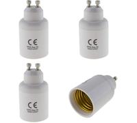Lot de 4 adaptateurs GU10 à E27 - Blanc - Thermoplastique,métal - Base E14 - Montage sur table - 230V - Adaptateur pour ampoule LED