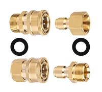 Lot de 4 adaptateurs M22-14/15 mm pour nettoyeur haute pression en laiton - Kit de déconnexion rapide pour jet de lavage et pompe de tuyau de nettoyeur haute pression