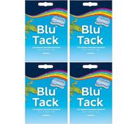 Lot de 4 adhésifs réutilisables Bostik Blu Tack originaux pour la maison, le bureau, le bricolage, utilisation à faire soi-même, alternative aux broches et ruban adhésif, 60 g