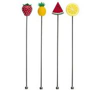 Lot de 4 Agitateurs à Cocktail "Fruits" 18cm Multicolore Multicolore