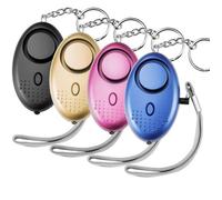 Lot de 4 - Alarme de poche personnelle - 130 dB - avec lampe torche LED - Alarme panique - Porte-clés alarme - Alarme de sécurité -