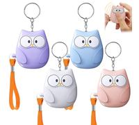 Lot de 4 alarmes de poche pour femme : 130 dB auto-défense avec éclairage LED et porte-clés, alarme personnelle pour femmes, style hibou pour femmes, enfants, personnes âgées (B)
