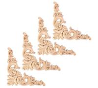 Lot de 4 appliques d'angle en bois sculpté ZONADAH 8 x 8 cm pour décoration de porte, mur, armoires, fenêtres, miroirs, meubles, escaliers