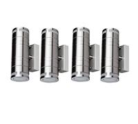 Lot de 4 appliques lumineuses d'extérieur en inox up-down spots dans un set comprenant des ampoules LED