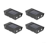 Lot de 4 appliques murales solaires d'extérieur - Lanternes de jardin à DEL avec lumière chaude et blanche, décoration en plastique imperméable pour patio, porche, escalier, cour, noir, 12 x 6,5 cm