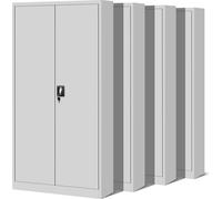 Lot de 4 armoires à dossiers C001H Armoire de bureau Armoire métallique Armoire en acier Armoire à outils Tôle d'acier Revêtement par poudre Armoire à portes battantes Verrouillable 195 cm x 90 cm x 4