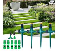 Lot de 4 arroseurs de jardin rotatifs à 360° - Système d'irrigation - Avec raccord de tuyau 1/2" et Y - Réglable - Pour extérieur, jardin, cour, pelouse