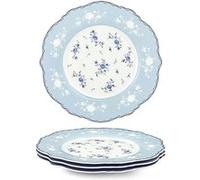 Lot de 4 assiettes à dessert fleurs bleues 20,8?cm