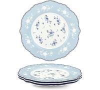 Lot de 4 assiettes à dessert fleurs bleues 20,8?cm