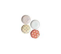 Lot de 4 assiettes en grès multicolore, ronde, à motifs - Chehoma, Bohemian - Ø27xH2 cm