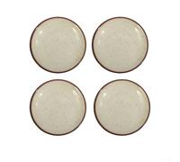 Lot de 4 assiettes plates en mélamine de 17,8 cm pour apéritifs | Finition crème rétro mouchetée, bord marron, assorti au barbecue rustique et à la décoration décontractée