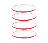 Lot de 4 assiettes plates rondes de 20 cm - Colorées pour bord - Design | Passe au micro-ondes, bord coloré pour le bord, résistant aux chocs, lot de 4
