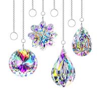 Lot de 4 Attrape-Soleil en Cristal pour fenêtre à Suspendre | Attrape-soleil en cristal à suspendre pour la maison, le jardin, la lampe, le prisme, cadeau pour femme, attrape-lumière