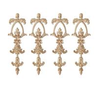 Lot de 4 autocollants décoratifs en bois sculpté non peint pour porte, meubles, armoire, mur