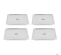 Lot de 4 Bac Alimentaire GN 1/2 en Inox 7,5L, 32,5 x 26,5 x 10cm, Plat Gastronome Profond pour Buffet, Restaurant, Cantine